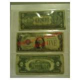 $1 1935 SC, 1928 Funny Back, $2 1953 Red Seal $1 1935 SC, 1928 Funny Back, $2 1953 Red Seal