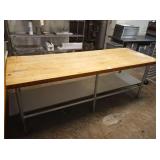 96" X 36" BAKING BUTCHER BLOCK WORK TABLE