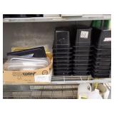 LOT OF 24 PLASTIC INSERT BINS WITH LIDS 7" X 13"