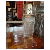 LOT OF 20 STACKABLE LUCITE BINS 9-3/8" X 6-3/8"