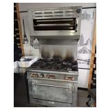 WOLF 6 BURNER GAS RANGE WITH OVEN & SALAMANDER