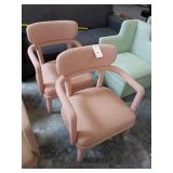 ARM CHAIRS PINKISH COLOR - 1 NEEDS MINOR REPAIR