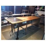 BUTCHER BLOCK TABLE WITH HATCO FOOD WARMER 98"