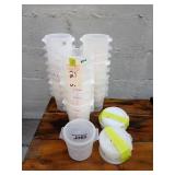 LOT OF (27) 1 QT ROUND PLASTIC BINS