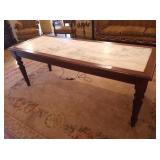 MARBLE & WOOD TABLE 79" X 29"