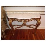 MARBLE TOP TABLE 58" X 20" X 35"