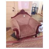 CHAIR UPHOLSTERED BROWN FRAME
