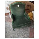 GREEN UPHOLSTERED HIGH BACK CHAIR