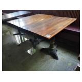 WOOD TOP 4 SEAT TABLES WITH OLD FASHIONED BASE