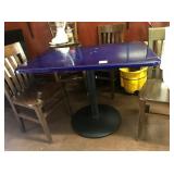 BLUE RESIN TOP TABLE 42" X 27"