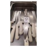 LOT OF 9 KNIVES WHITE HANDLE
