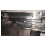 3 COMPARTMENT SINK WITH DRAINBOARD & SS SHELF