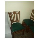 WOOD CHAIRS GREEN SEAT