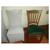 WOOD CHAIRS WITH COVERS - GREEN SEAT