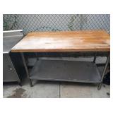 BUTCHER BLOCK TOP TABLE 60" X 30" X 37" TALL