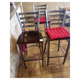 METAL FRAME HARD WOOD SEAT STOOLS