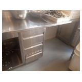 SS TABLE WITH 3 DRAWERS 110" X 27" X 46" TALL