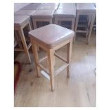 WOOD FRAME & LEATHER SEAT BACKLESS STOOLS