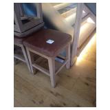 WOOD FRAME LEATHER SEAT BACKLESS STOOLS
