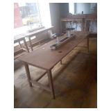 WOOD TABLE 94" X 30" X 30" WITH PHONE CHARGERS