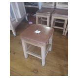 WOOD FRAME LEATHER SEAT BACKLESS STOOLS