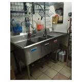 3 COMP SINK WITH SOAP & SANITIZER DISPENSER 70"