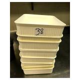 LOT OF 9 WHITE PLASTIC SALAD PANS 12" LONG