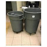 ASSORTED TRASH CANS WITH DOLLIES