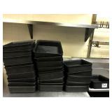 LOT OF 24 BLACK PLASTIC SALAD PANS 12" LONG