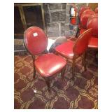 RED LEATHER SEAT WOOD FRAME CHAIRS