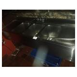 83" BAR UNIT - 3 COMP SINK & ICE BIN & DRAINBOARD