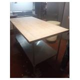 72" X 36" BUTCHER BLOCK TOP SS TABLE