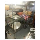 METRO RACK ON WHEELS 5 FT SHELVES WITH CONTENTS