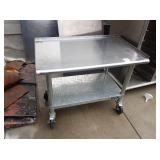 LIKE NEW GRILL STAND ON WHEELS 36" X 24"- 29" TALL