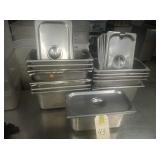 LOT OF 14 SS PANS WITH LIDS