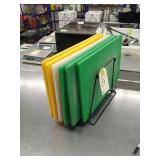 LOT OF 6 CUTTING BOARDS WITH RACK 18" X 12"