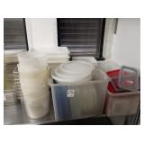 LOT ASSORTED PLASTIC BINS & LIDS