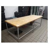 96" X 30" BUTCHER BLOCK WORK TABLE