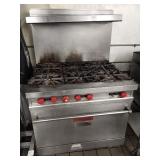 VULCAN 6 BURNER GAS STOVE WITH OVEN