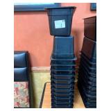 LOT OF 13 BLACK PLASTIC CONTAINERS