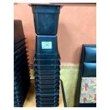 LOT OF 12 BLACK PLASTIC CONTAINERS