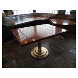 WOOD TOP METAL BASE TABLE 34" X 34" WITH 2 LEAVES