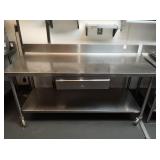 72" X 30" SS TABLE ON WHEELS