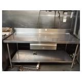 72" X 30" SS TABLE WITH BACK GUARD