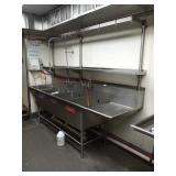 3 COMP SINK 2 DRAINBOARDS OVERSHELF & POT RACK