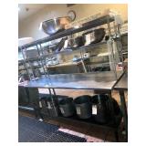 SS TABLE WITH DOUBLE OVERSHELF 72" X 30"