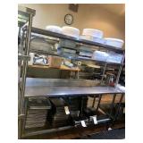 SS TABLE WITH DOUBLE OVERSHELF 72" X 29"