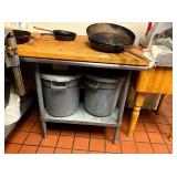 SS TABLE WITH BUTCHER BLOCK TOP 36" X 30"