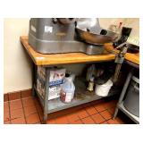 SS TABLE WITH BUTCHER BLOCK TOP 64" X 30"