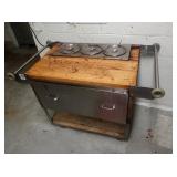 BUTCHER BLOCK TOP CART W BUILT IN ELECTRIC WARMER